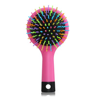 Rainbow Volume Anti-static Magic Hair Curl Straight Massage Comb Brush with Back Mirror